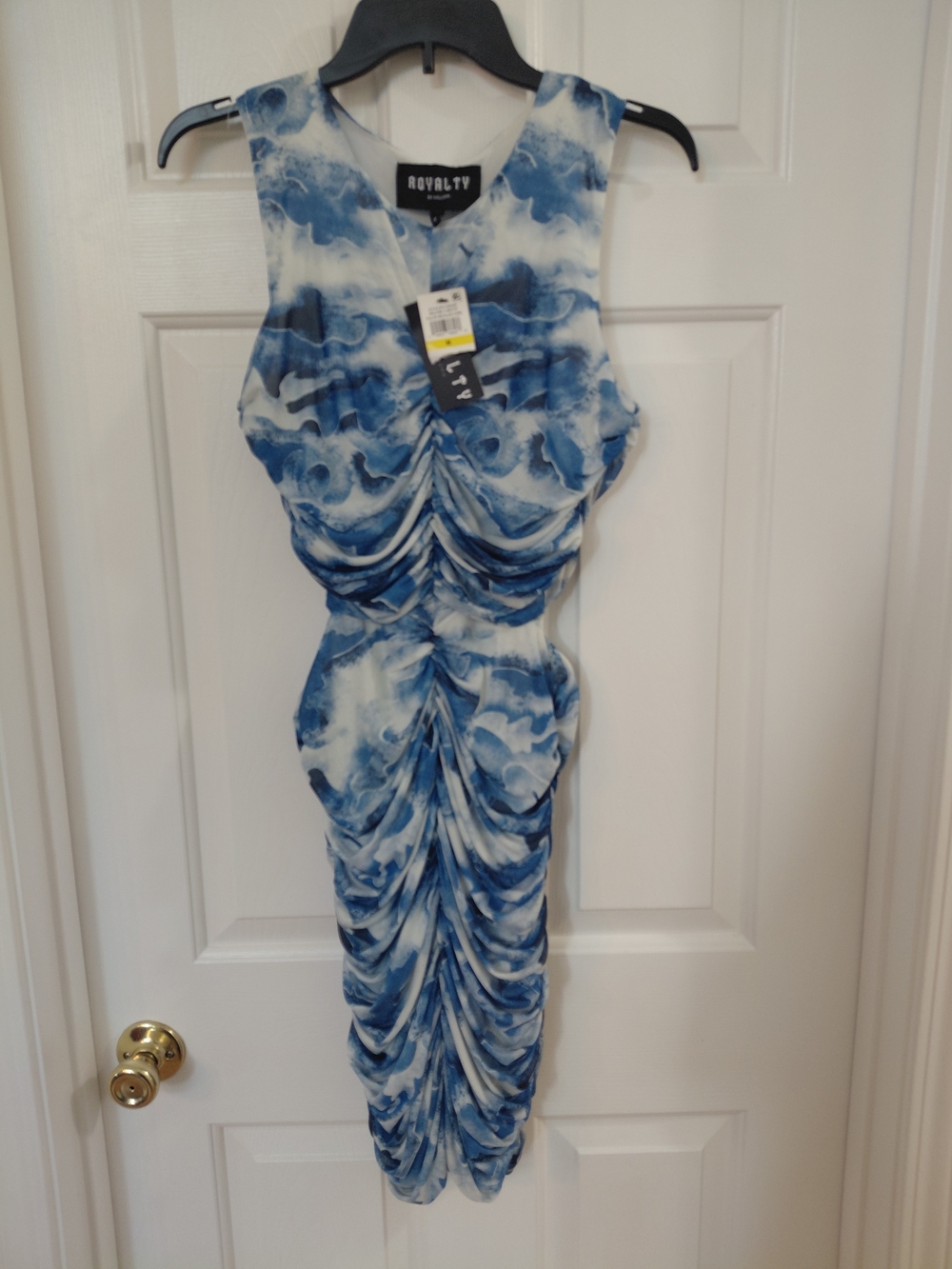 Royalty Blue Tie-Dye Ruched Bodycon Dress